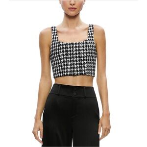 Alice‎ & Olivia Breslin Boned Corset Top Black White Houndstooth 6